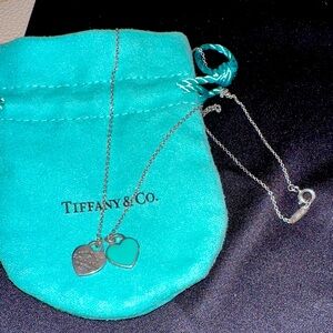 Tiffany & Co. Silver and Teal Heart Pendant Necklace